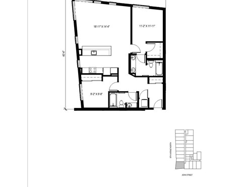 Floor plan for 2 beds, 2 baths, 1226 sqft